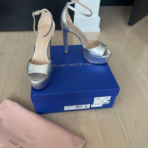 STEWART WEITZMAN size 8.5 silver heels